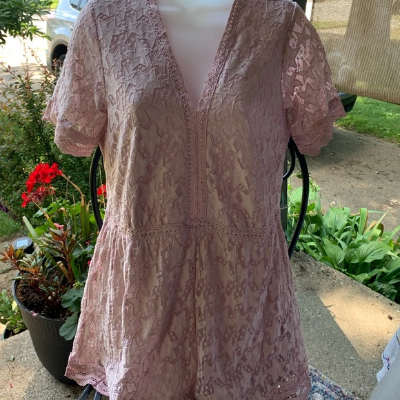 SHE + SKY Pink Star Romper Size L EUC - Picture 2 of 5